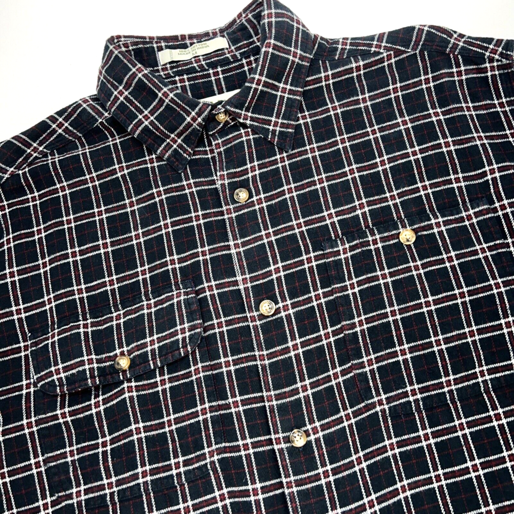 Orvis Sporting Button Up Chest Pockets (1 Flap) Long Sleeve Flannel Men M Navy